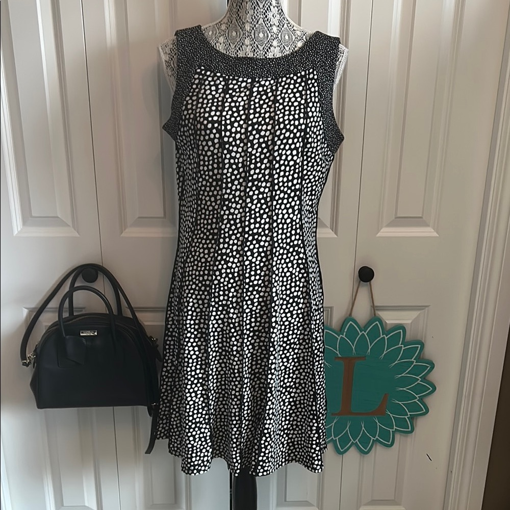 Perceptions Black and White Sleeveless A-Line Mini Dress